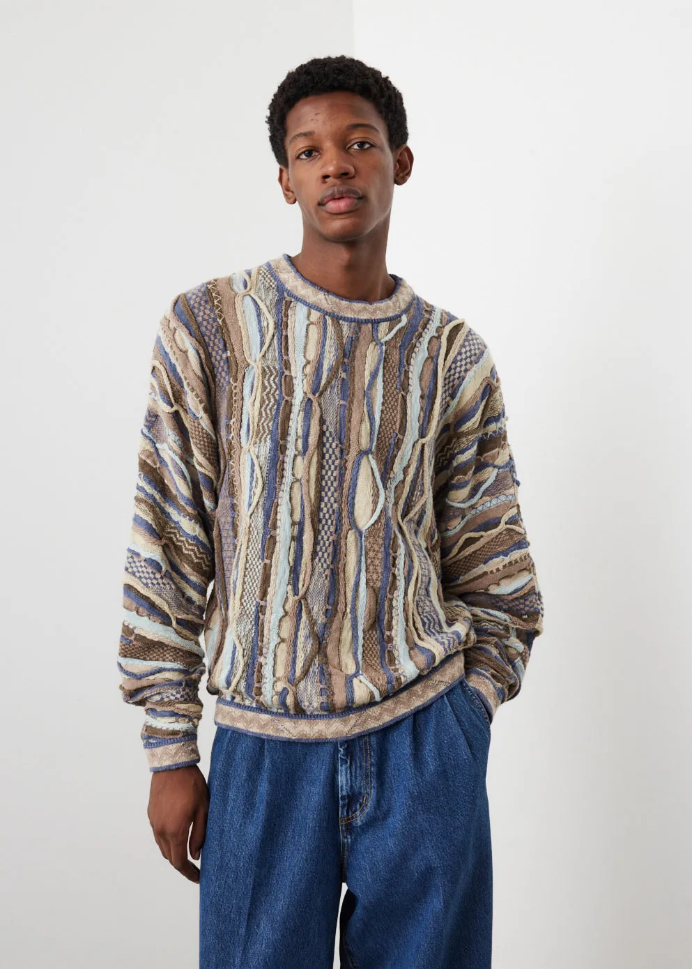 7G Knit Gaudy Crew Sweater