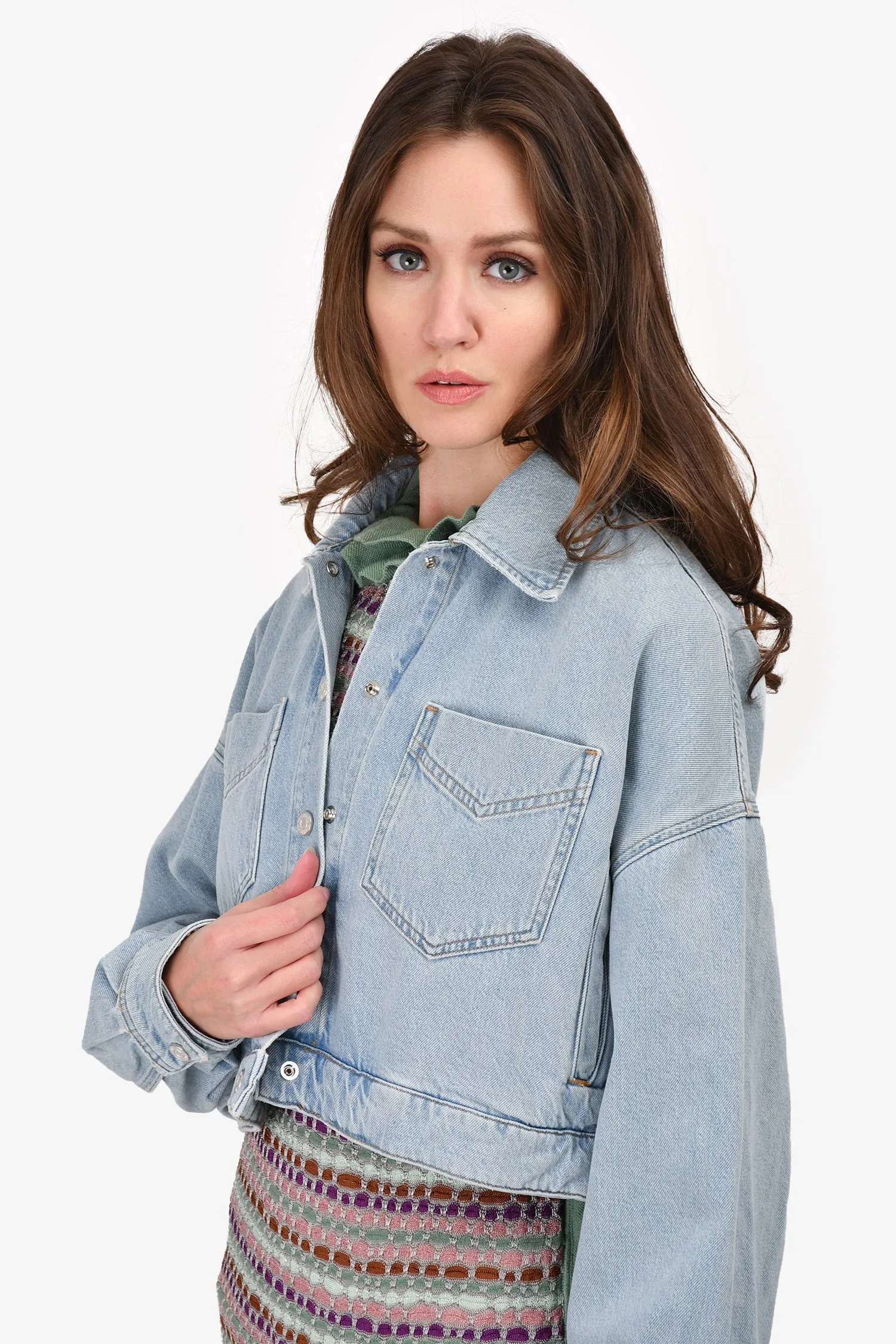 Agolde Blue Light Washed Denim Oversized Jacket Size S