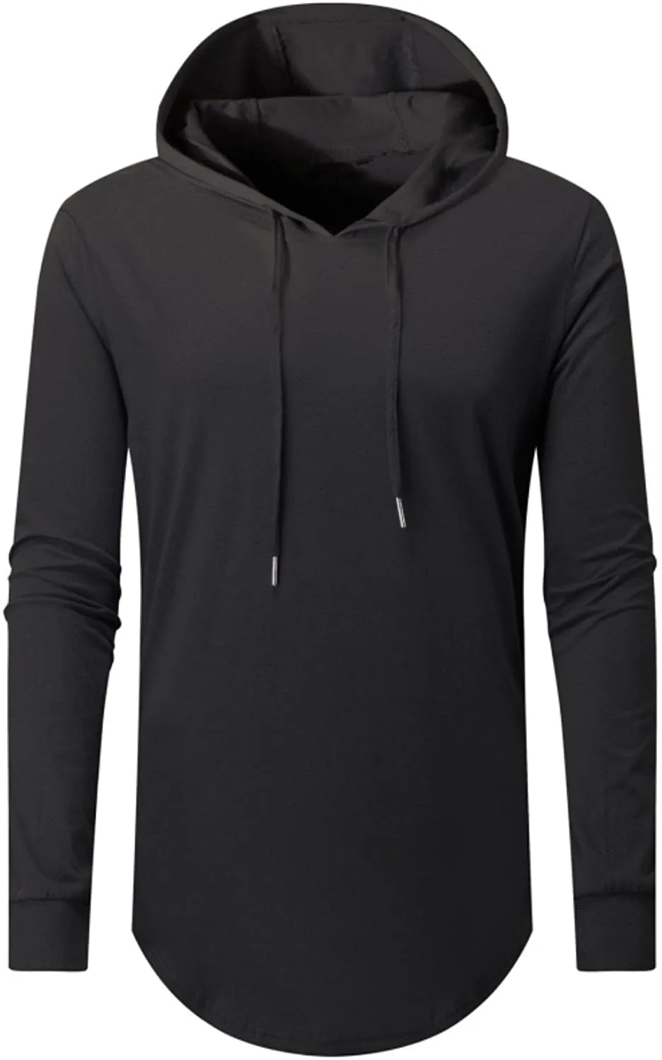 Aiyino Men's Hipster Hip Hop Short/Long Sleeve Longline Pullover Hoodies Side Zipper T Shirt