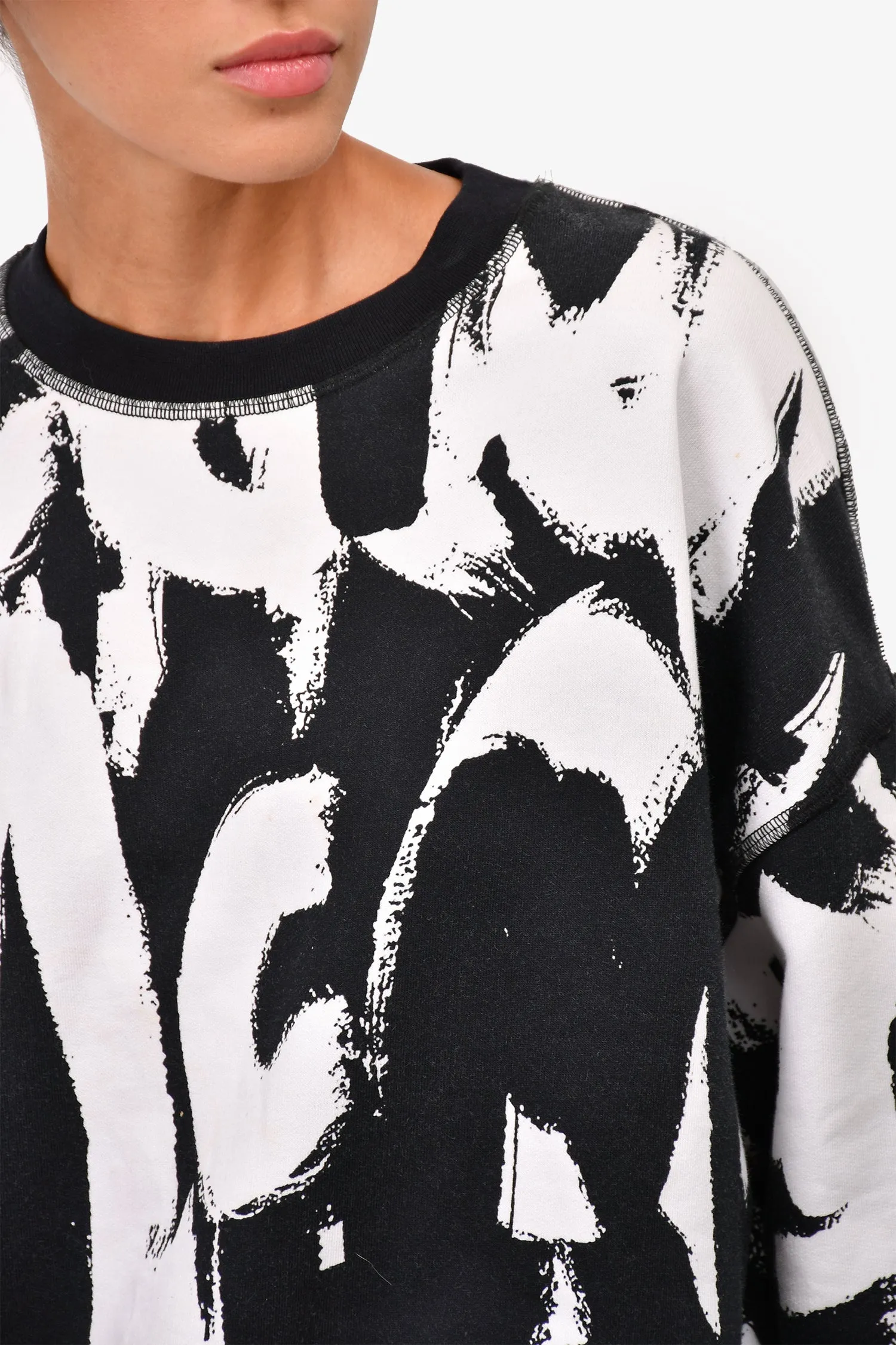 Alexander McQueen Black/White Patterned Crewneck Sweater Size 8