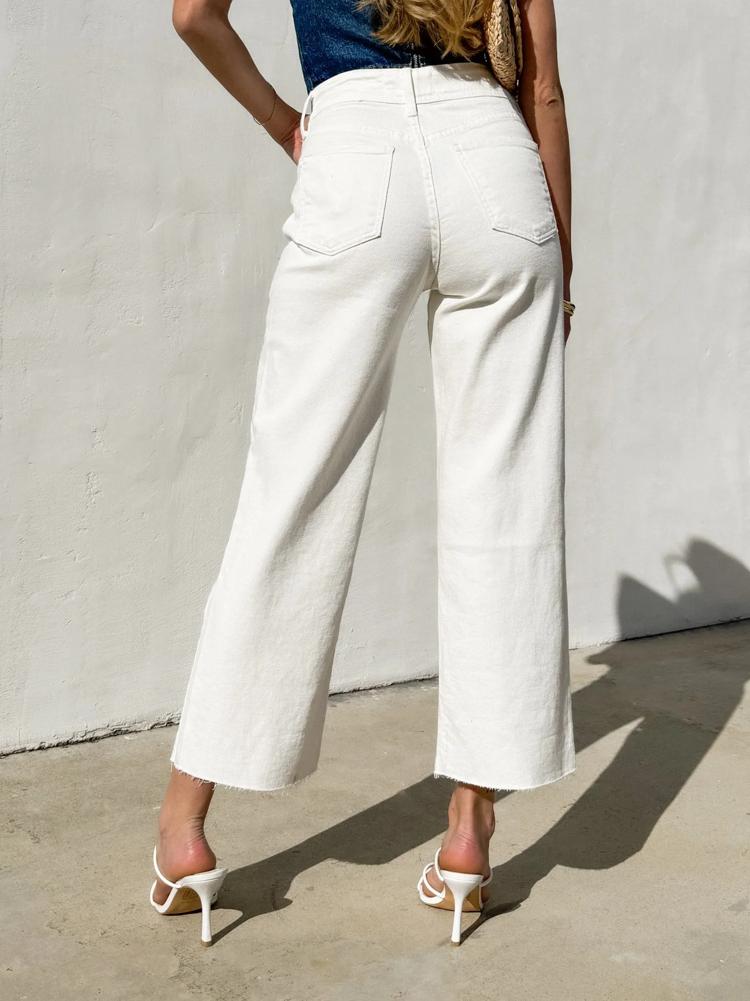 Amika Wide Leg Jeans in Off White