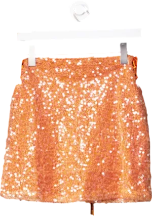 Amy Lynn London Orange Miberty Sequin Mini Skirt UK S