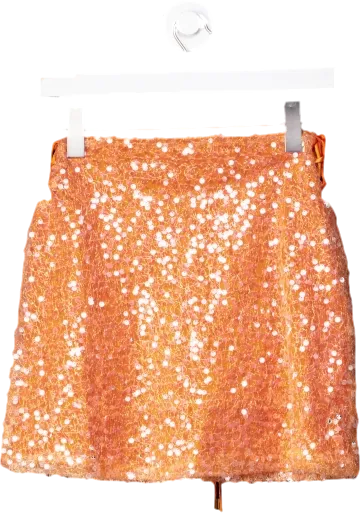 Amy Lynn London Orange Miberty Sequin Mini Skirt UK S