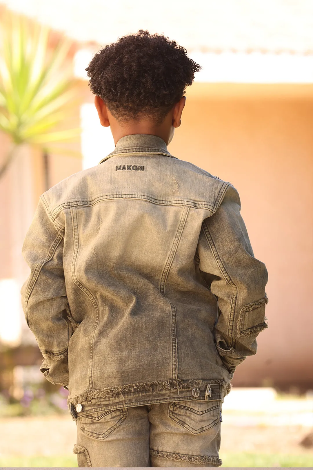 B1026 Kids Bergamo Denim Jacket - Olive