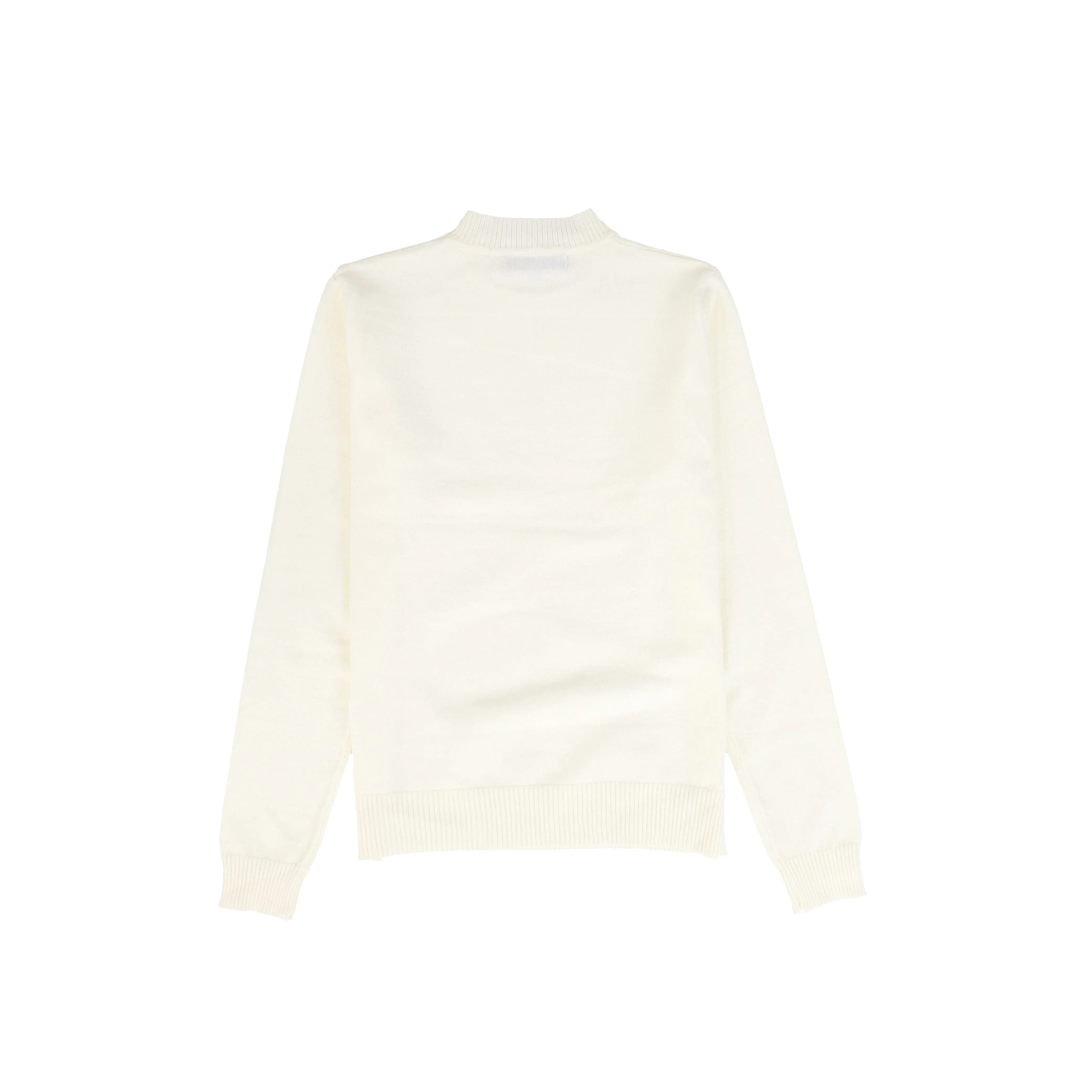 Cream Ribbed Knit Crewneck Sweater - Bace Collection