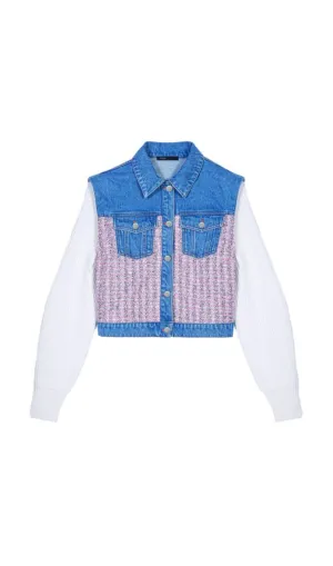 BATRI MIXED MEDIA DENIM JACKET