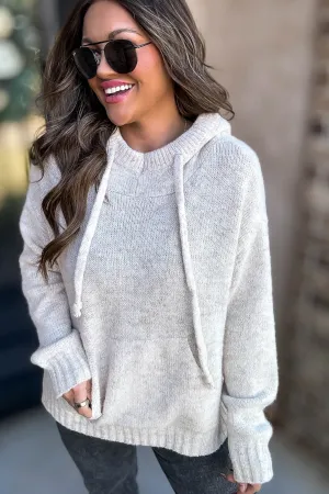 Beige Hoodie Sweater Top