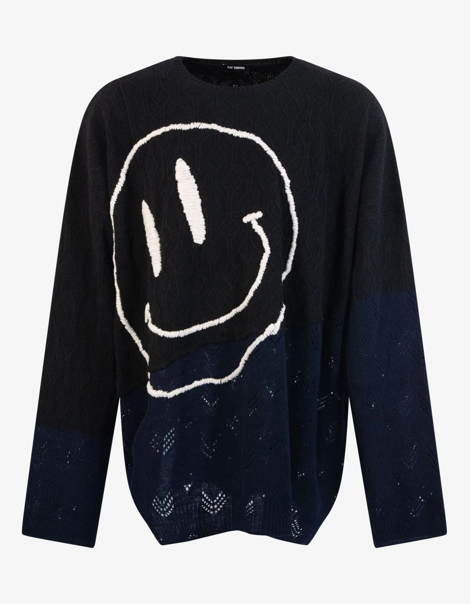 Black Collage Smiley Oversized Wool Sweater