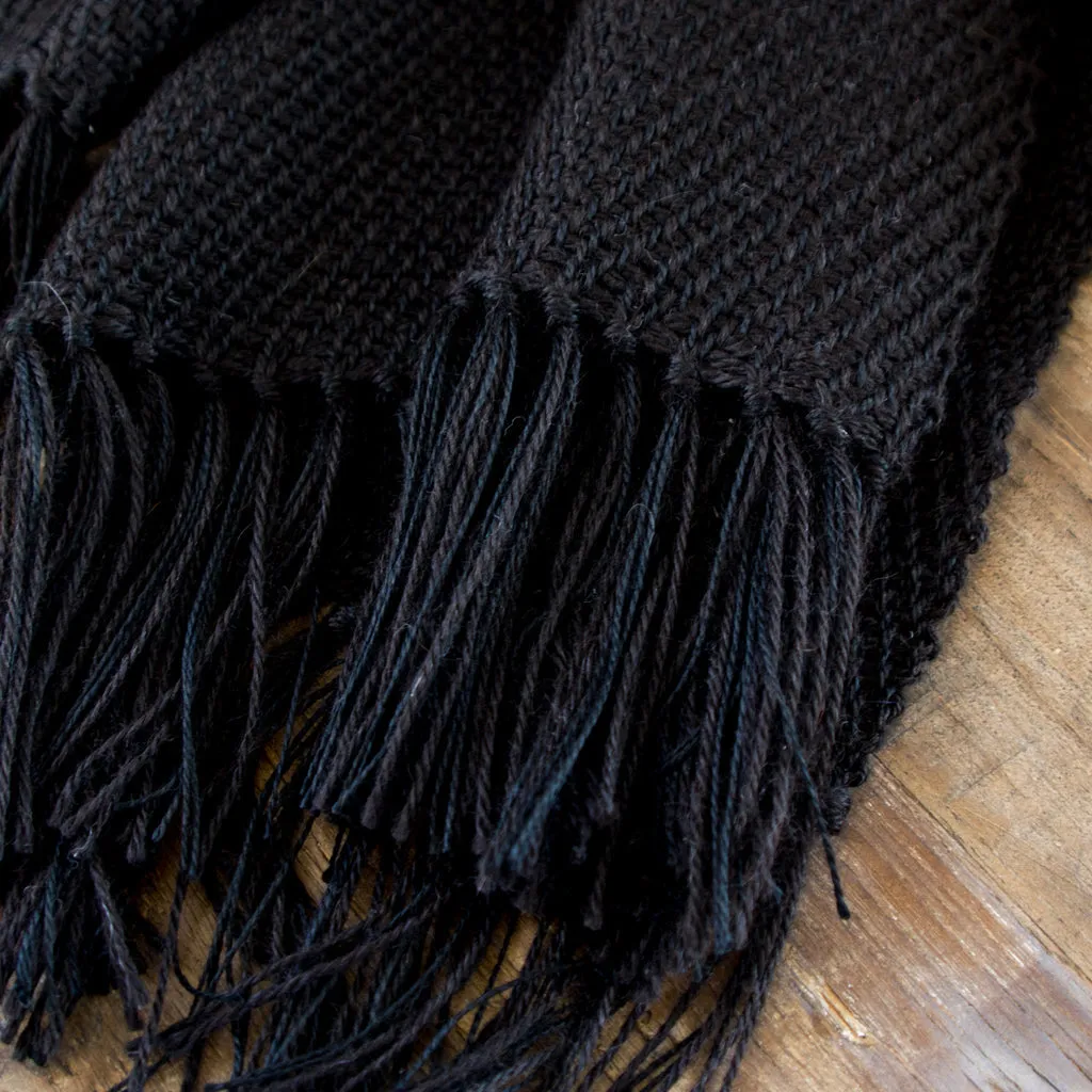 Black Handwoven Alpaca & Silk Wrap