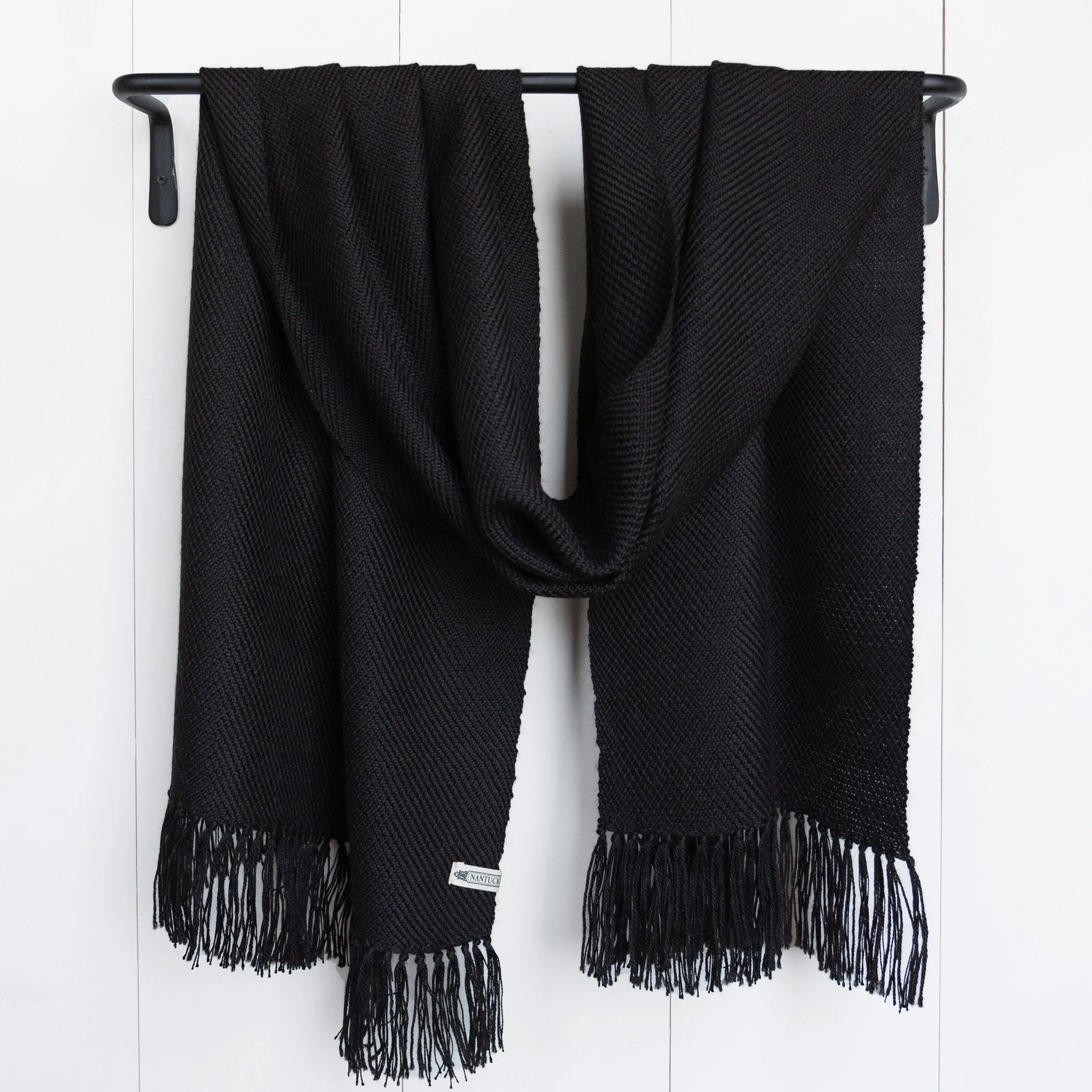 Black Handwoven Alpaca & Silk Wrap