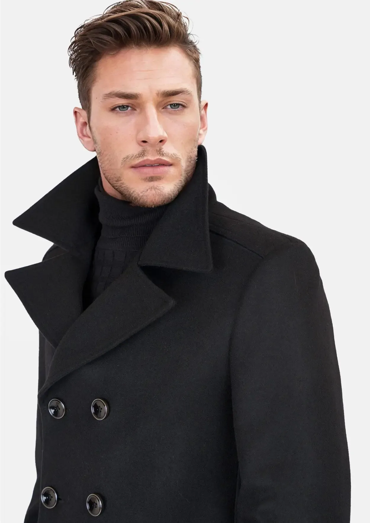 Black Wool Signature Peacoat