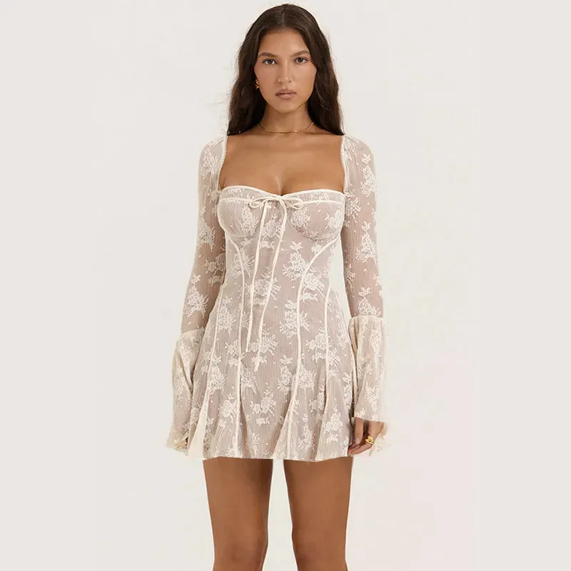 Blissful Bite Apricot Bell Mini Dress