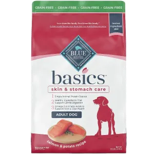 BLUE Basics Skin & Stomach Care Grain-Free Salmon & Potato Recipe Dry Dog Food, 22lb