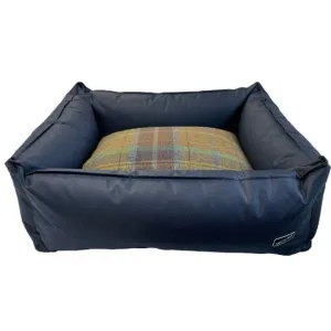 Blue Waterproof And Check Box Dog Bed