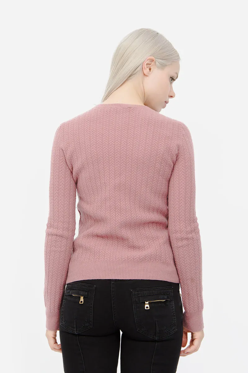 BLUSH CABLEKNIT SWEATER