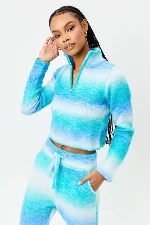 Bowie Cropped Knit Sweater - Blue Horizon