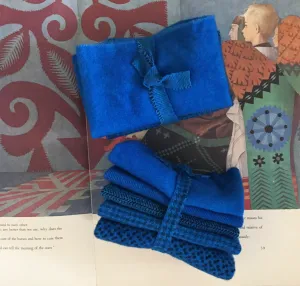 BRILLIANT BLUE Hand Dyed Wool Bundle for Wool Applique and Rug Hooking