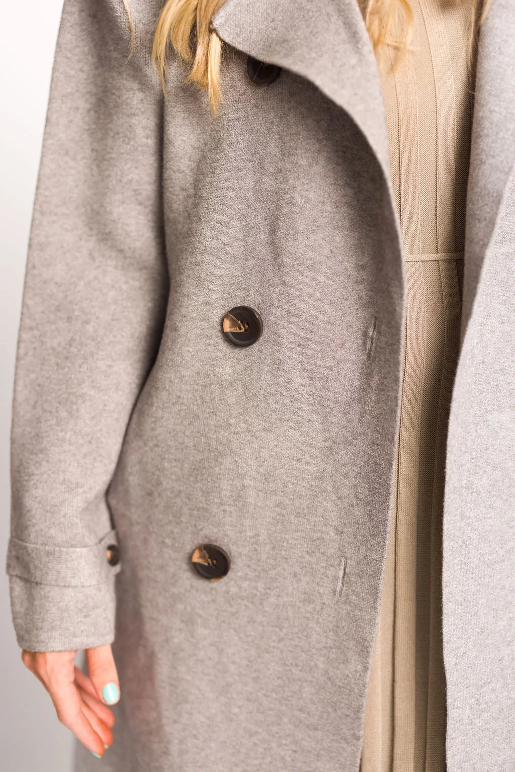 Cadenza Cashmere-Blend Peacoat in Heather Grey *LUXURY ITEM*