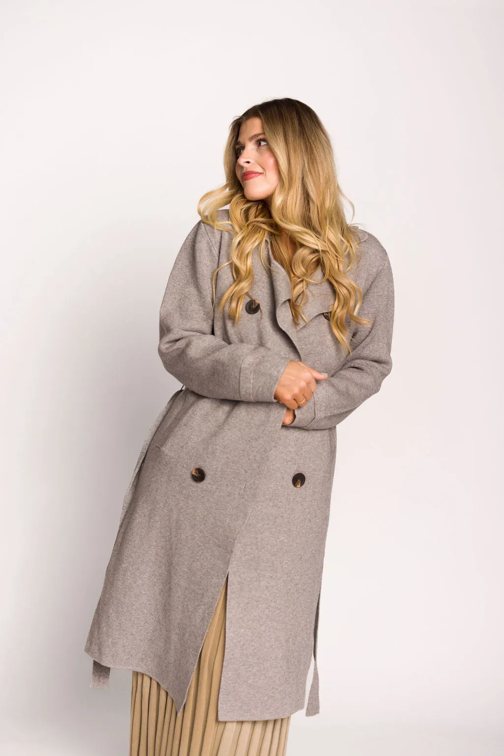 Cadenza Cashmere-Blend Peacoat in Heather Grey *LUXURY ITEM*