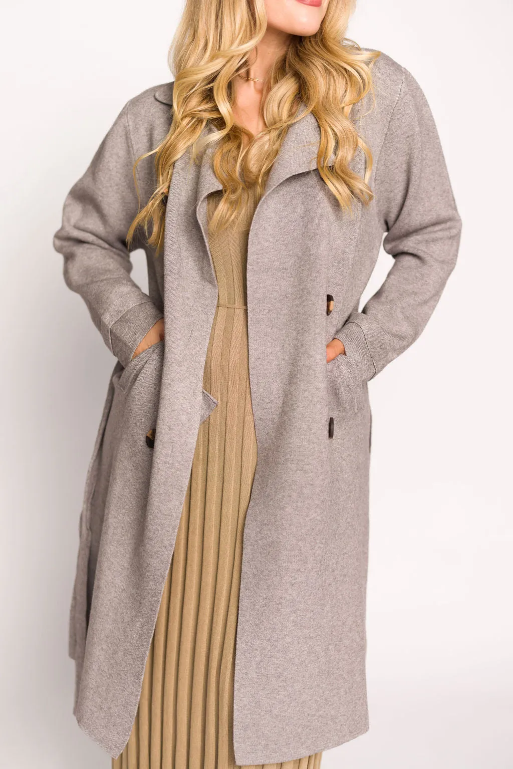 Cadenza Cashmere-Blend Peacoat in Heather Grey *LUXURY ITEM*