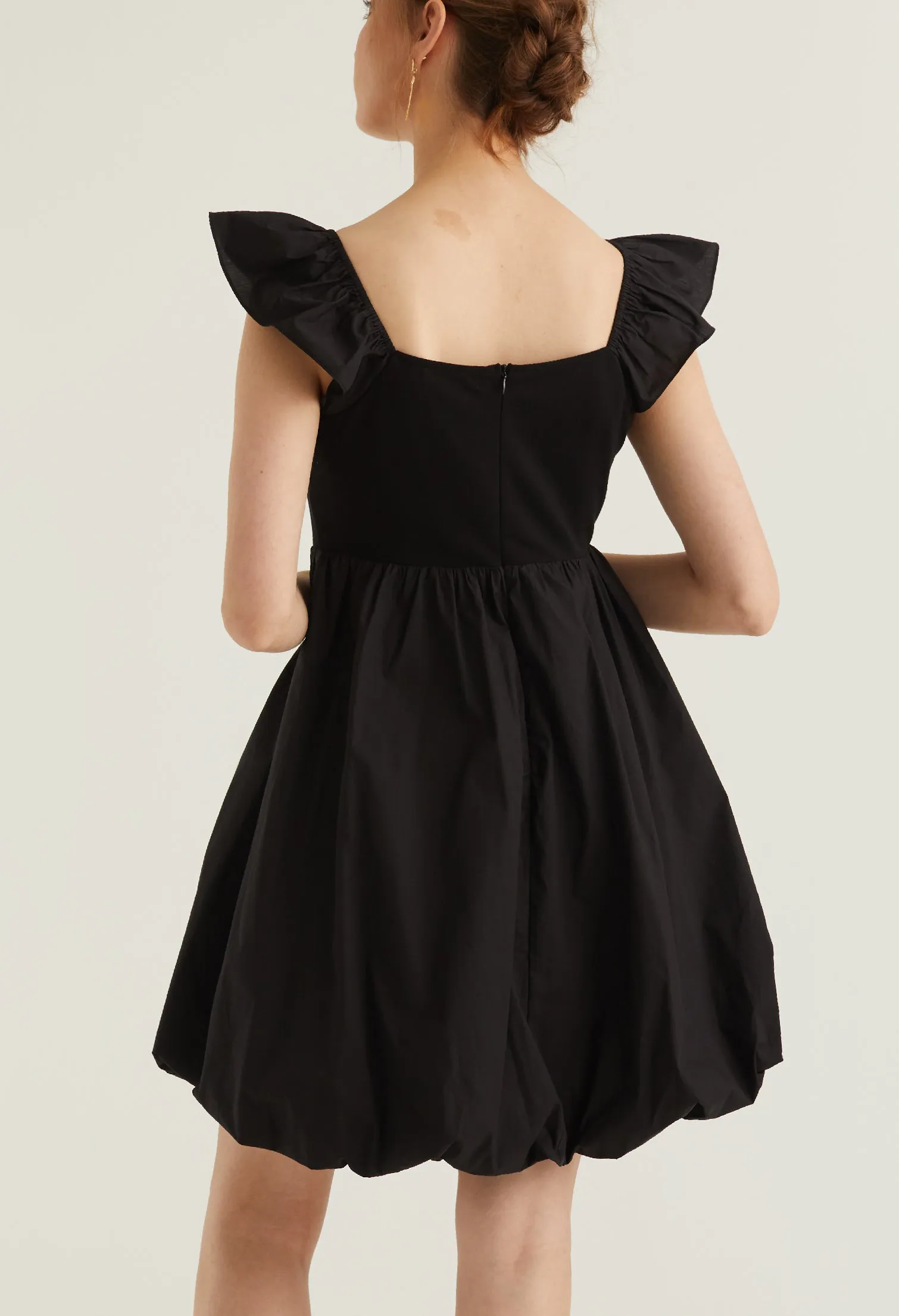 Cap Sleeve Balloon Detail Dress