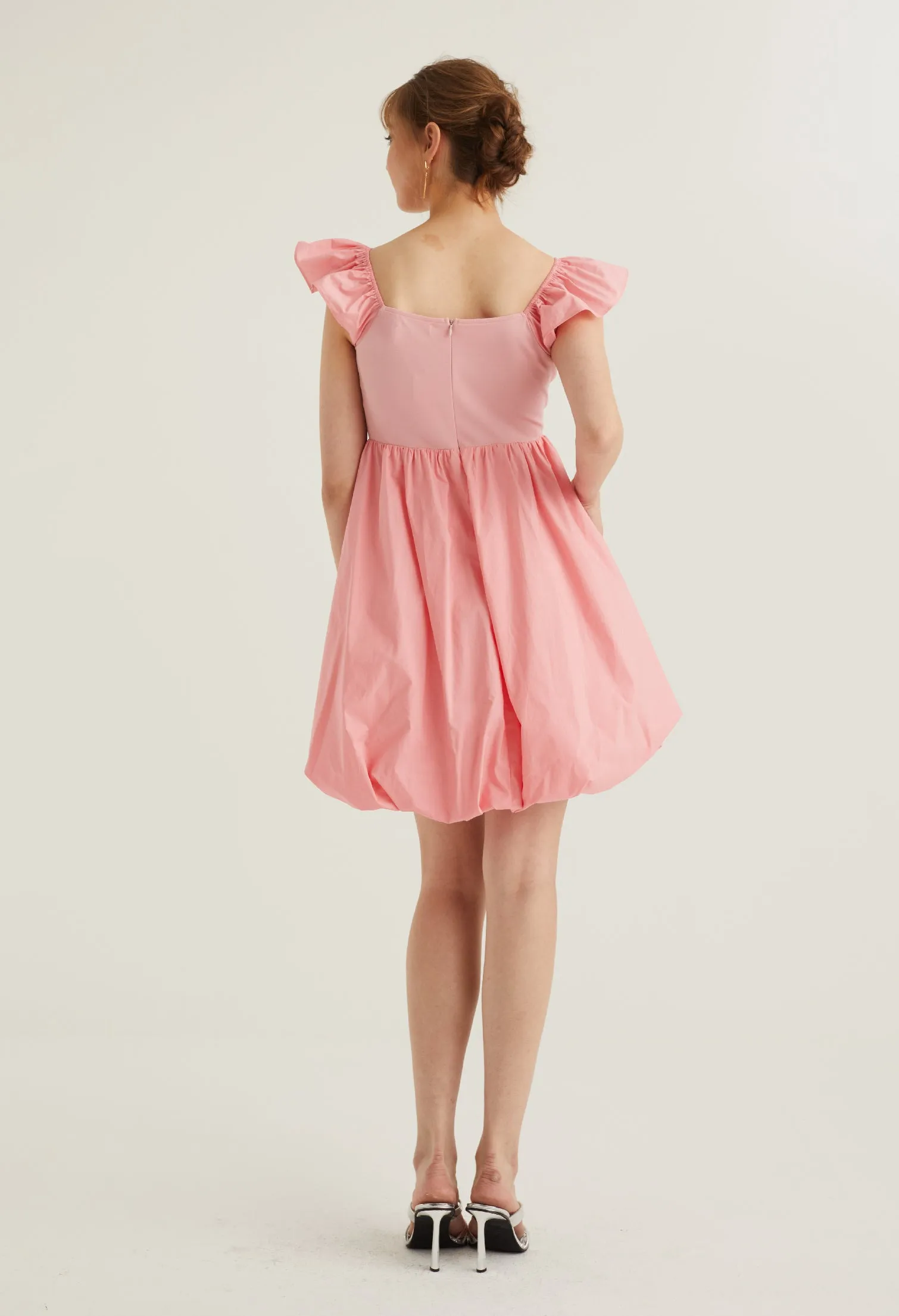 Cap Sleeve Balloon Detail Dress