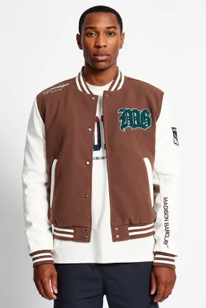 Central Baseball Wool Jacket - Chocolate