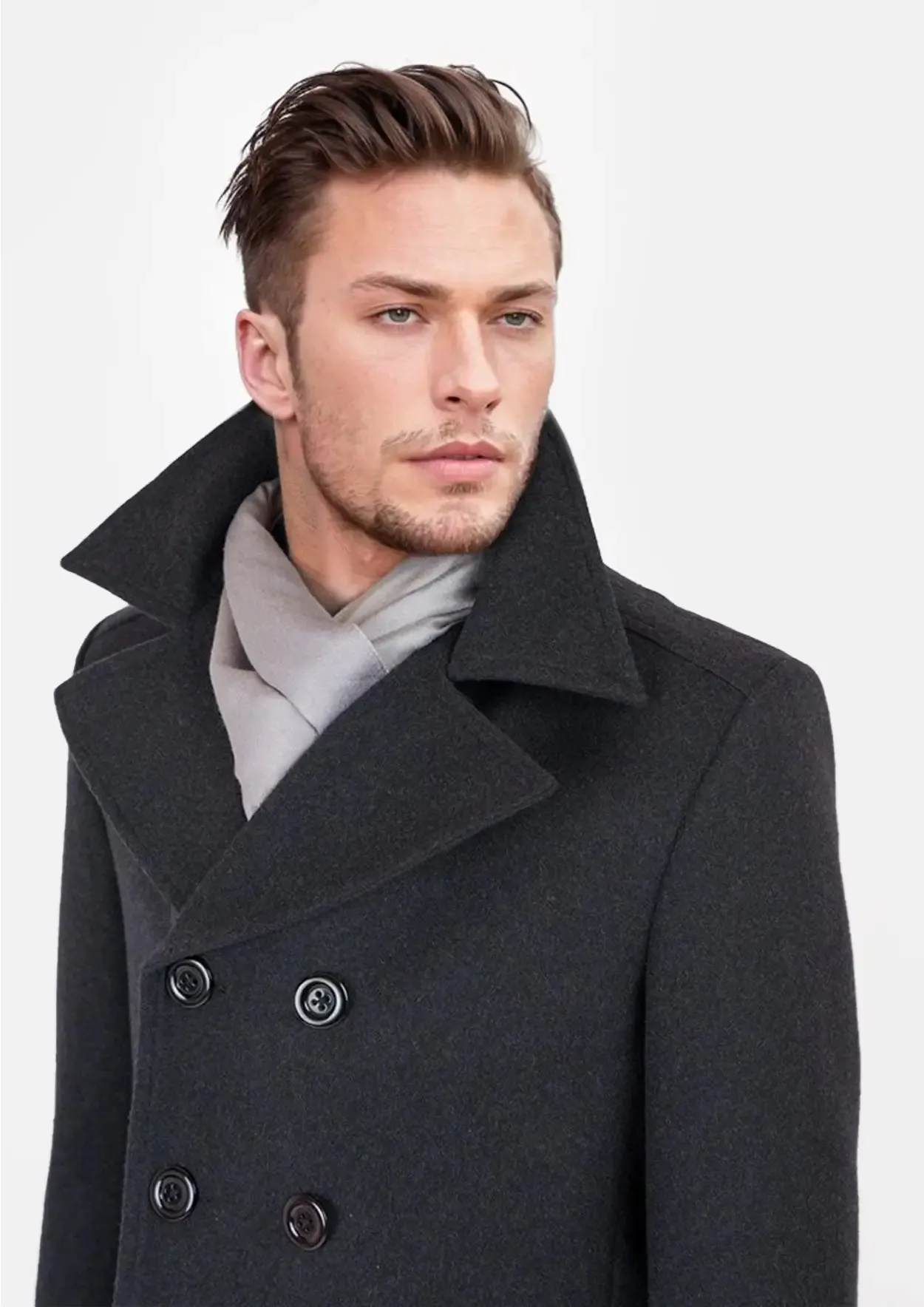 Charcoal Wool Signature Peacoat