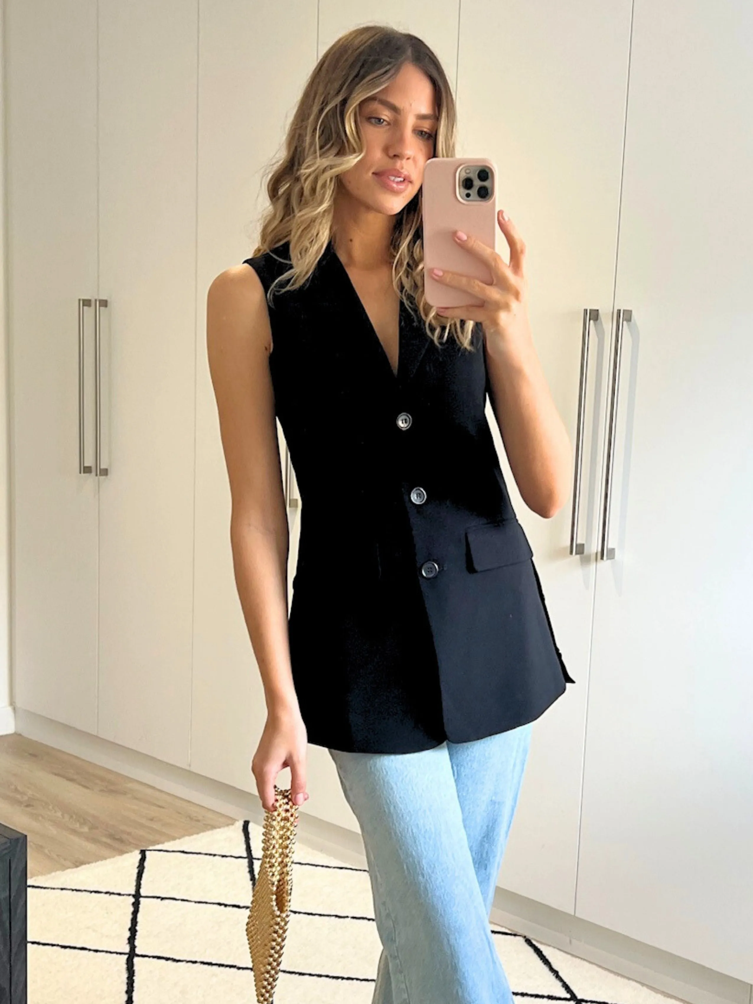 Claire Sleeveless Blazer / Black