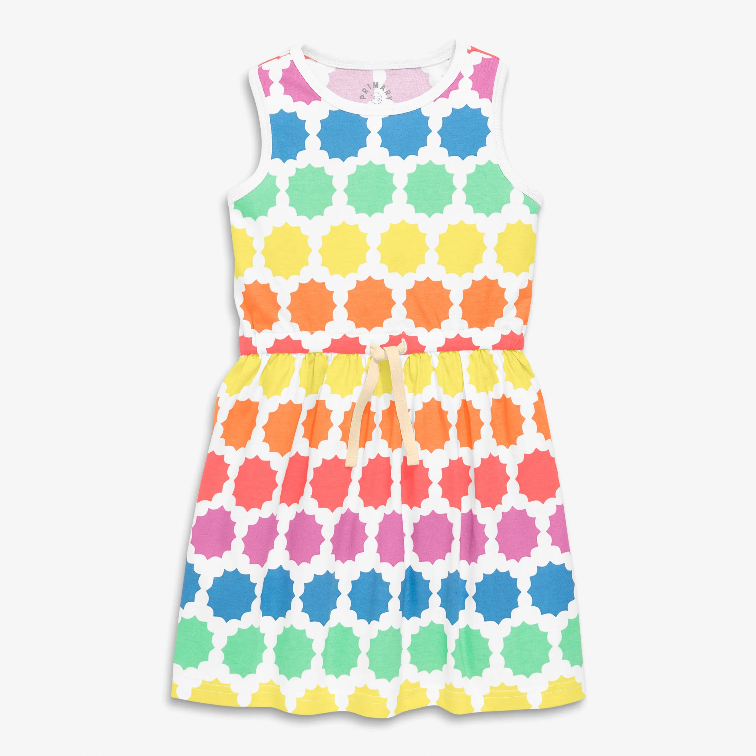 Clearance drawstring tank dress in sunburst rainbow