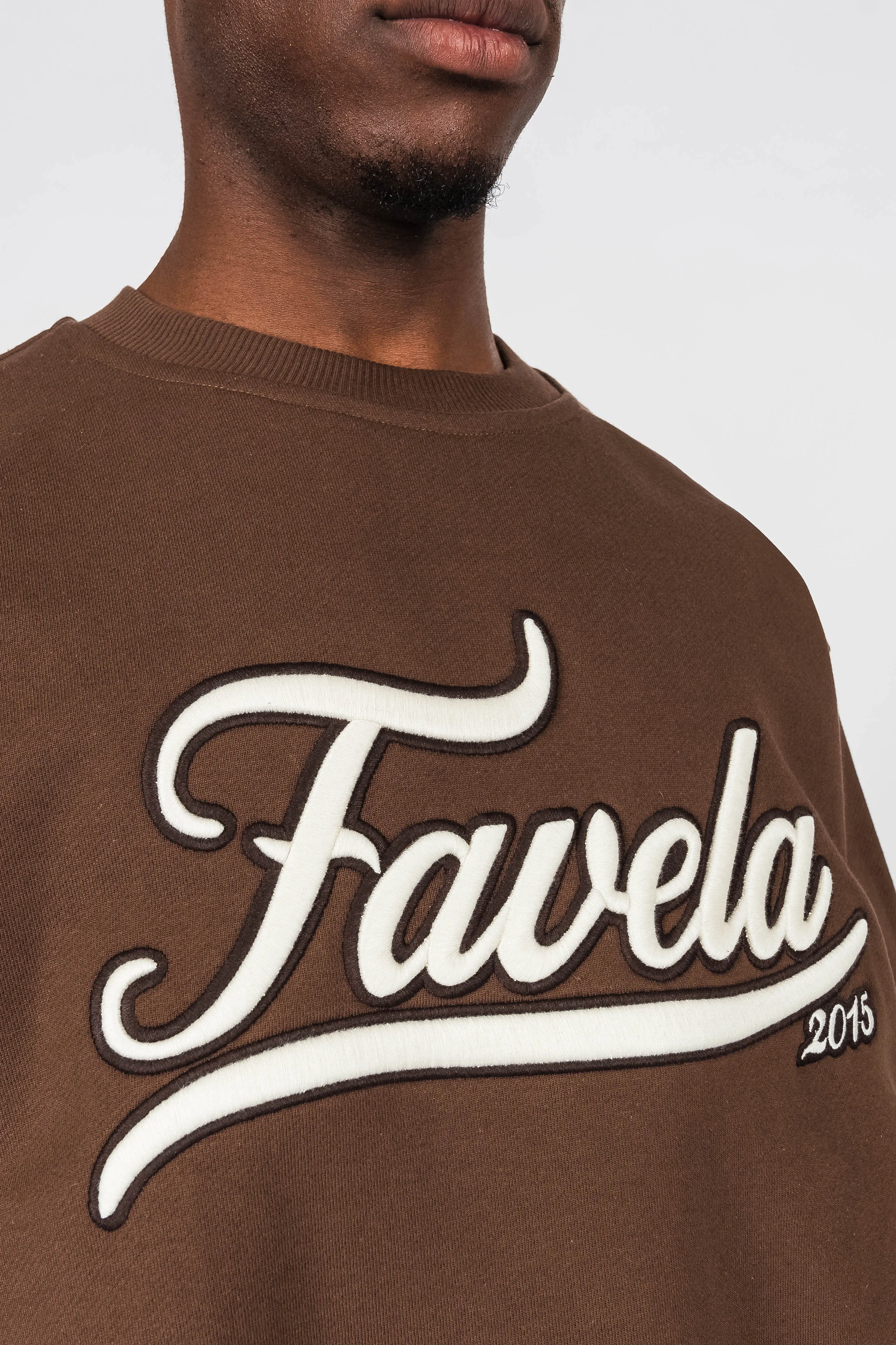 COFFEE BROWN 3D COLLEGE EMBROIDERY CREWNECK