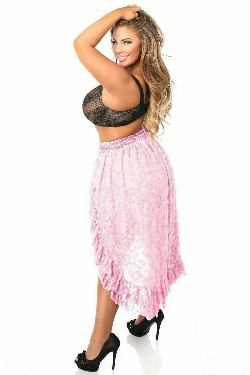 Daisy Corsets Baby Pink Lace High Low Skirt