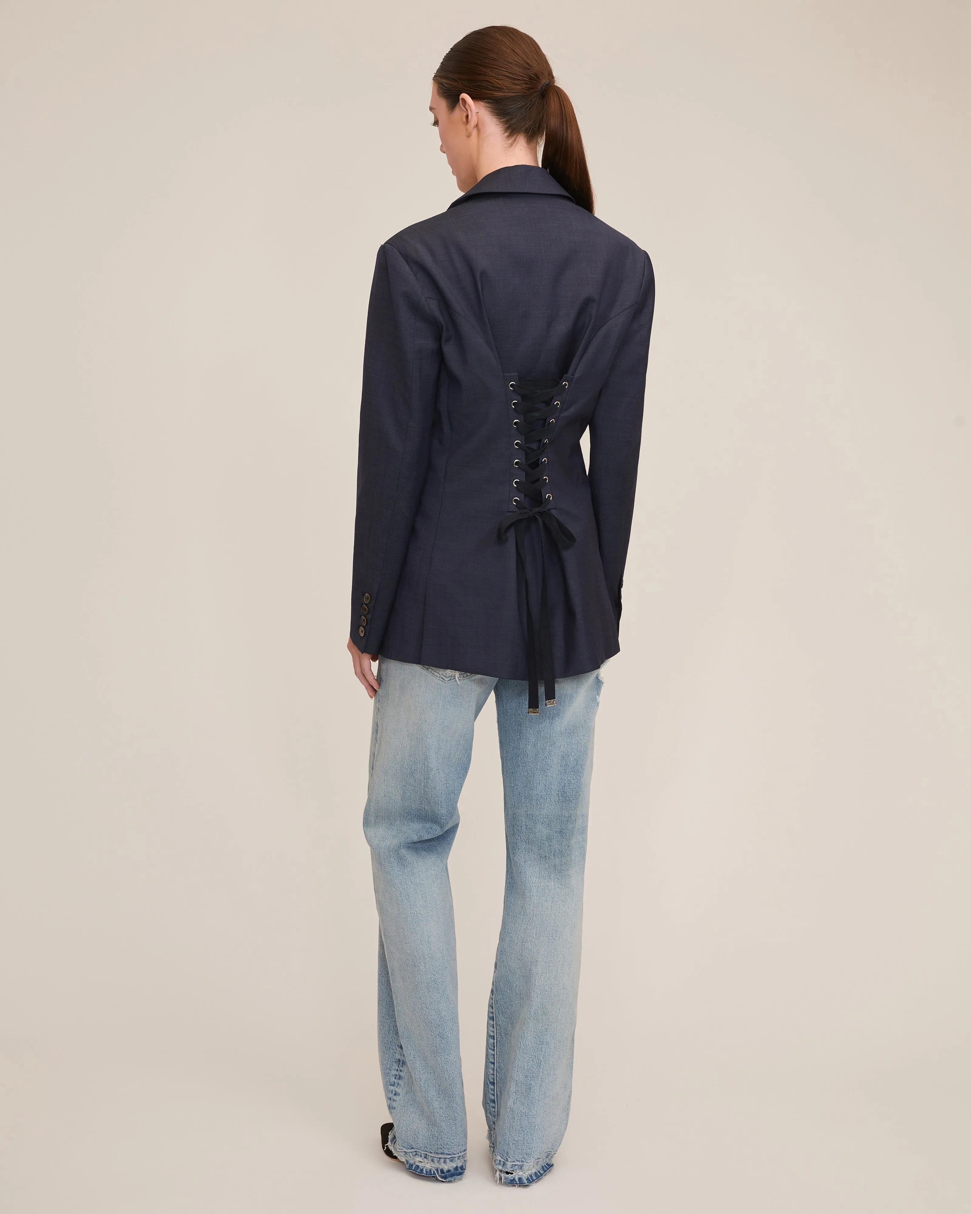 Daxton Lace Up Wool Blazer