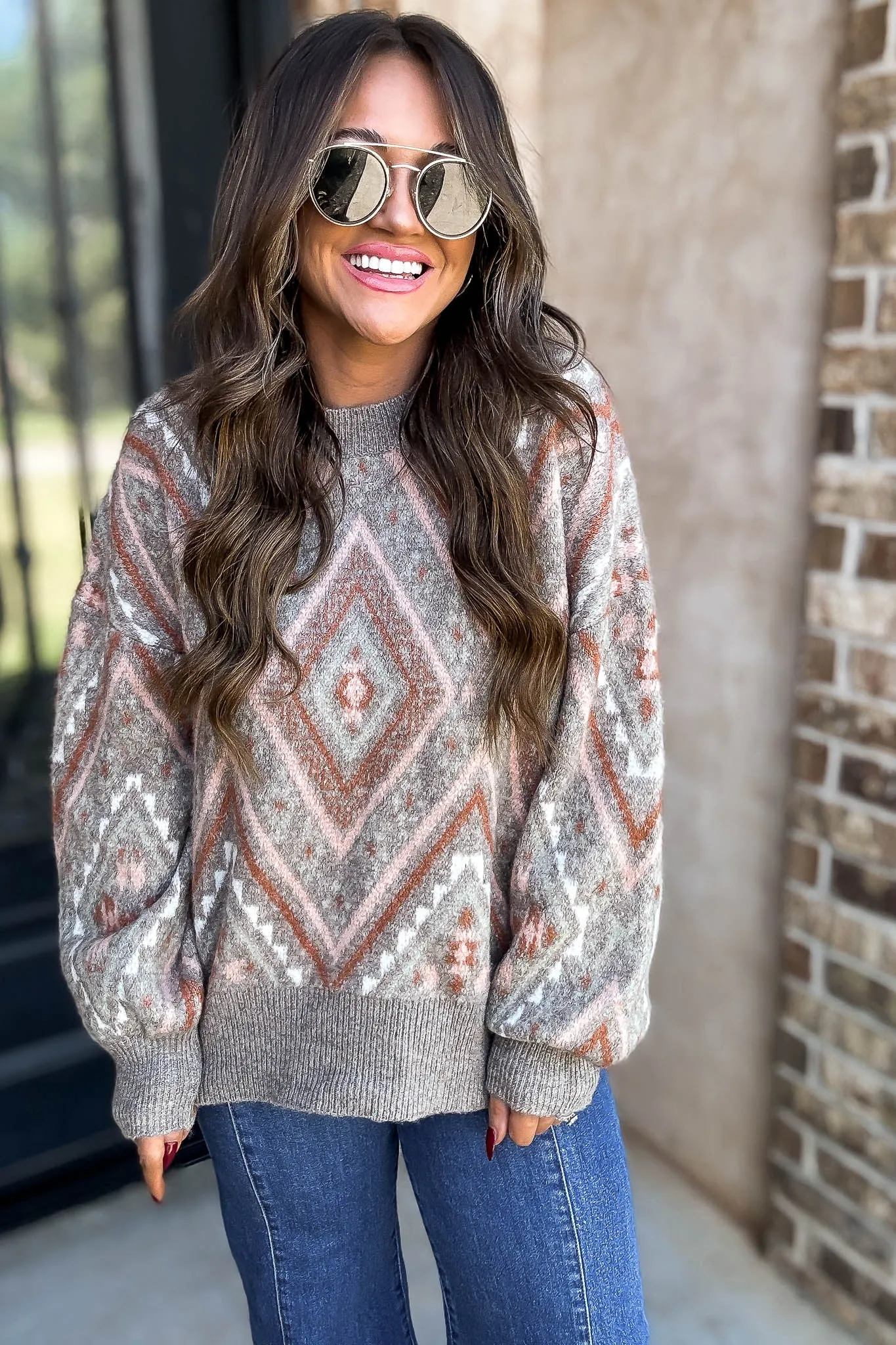 Diamond Muted Earth Tone Sweater