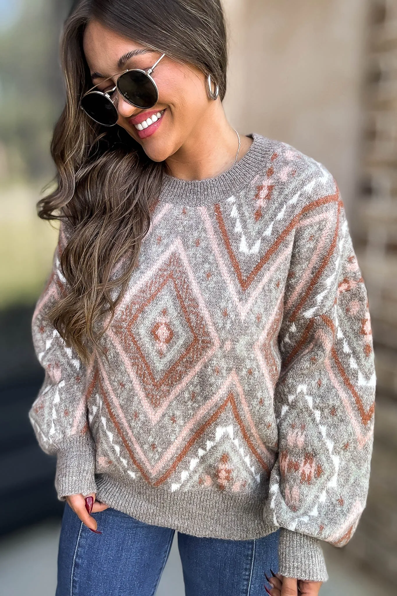 Diamond Muted Earth Tone Sweater