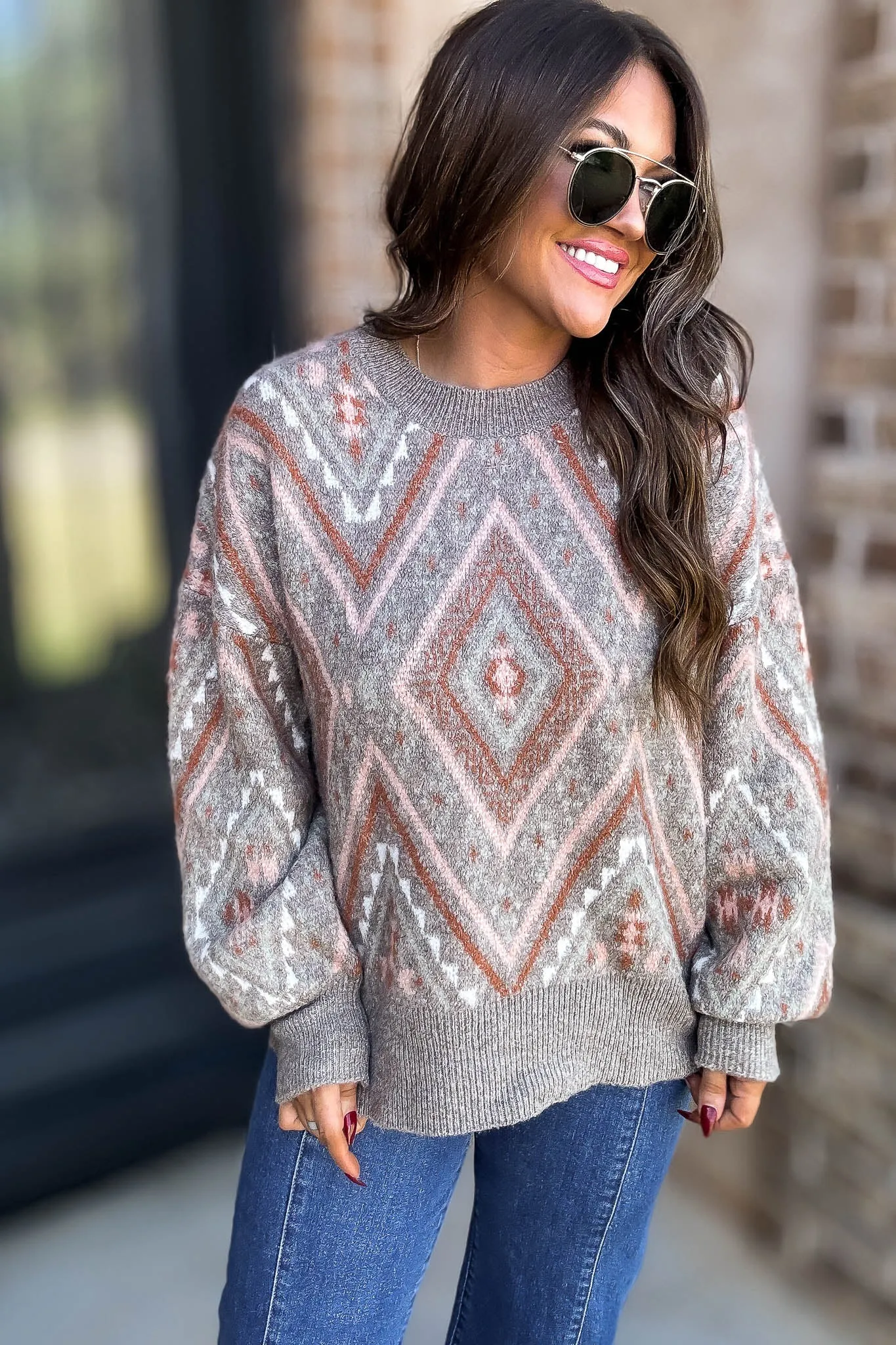 Diamond Muted Earth Tone Sweater