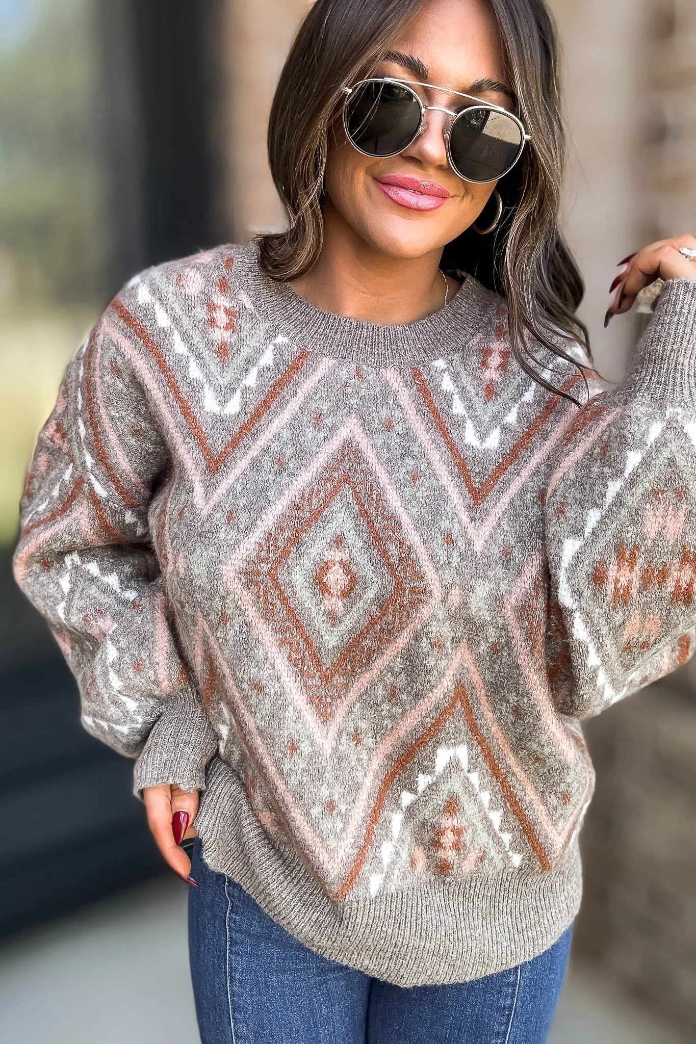 Diamond Muted Earth Tone Sweater