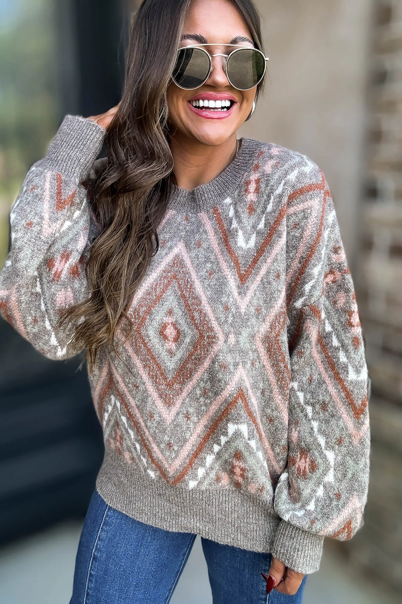 Diamond Muted Earth Tone Sweater