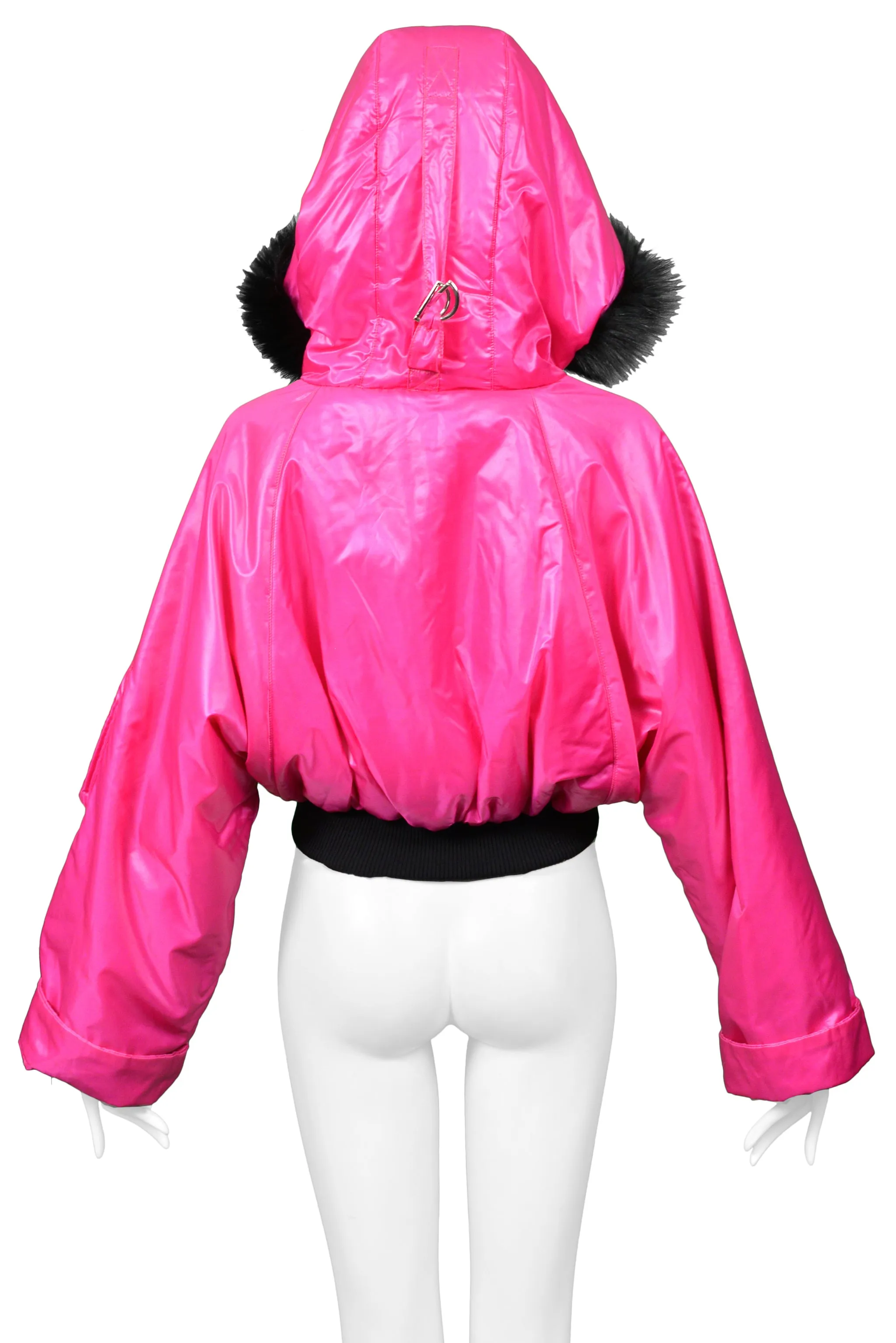 DOLCE & GABBANA PINK BOMBER WITH HOOD & FUR TRIM 2003