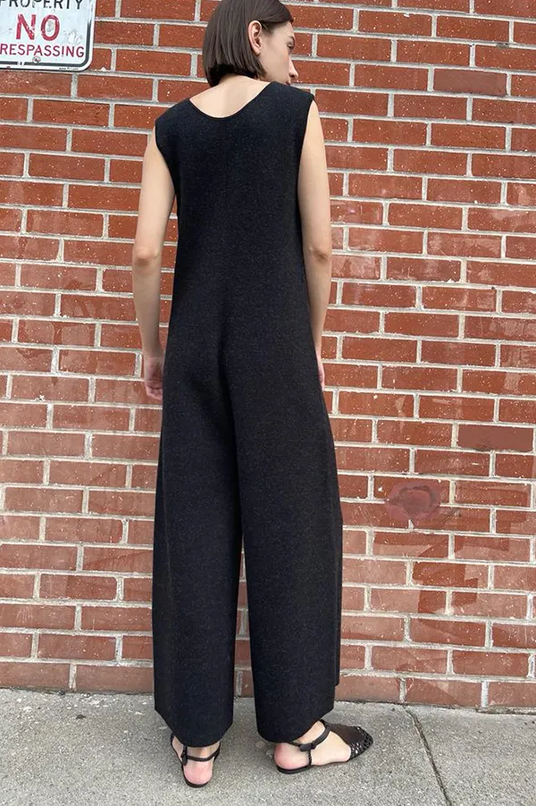 Double Knit Miter Jumpsuit in Black (Sold Out)