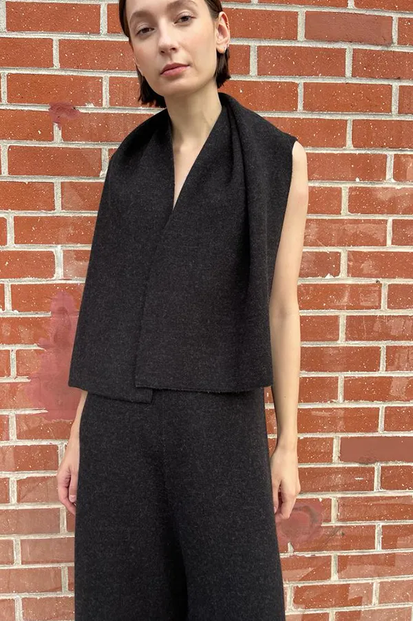 Double Knit Miter Jumpsuit in Black (Sold Out)