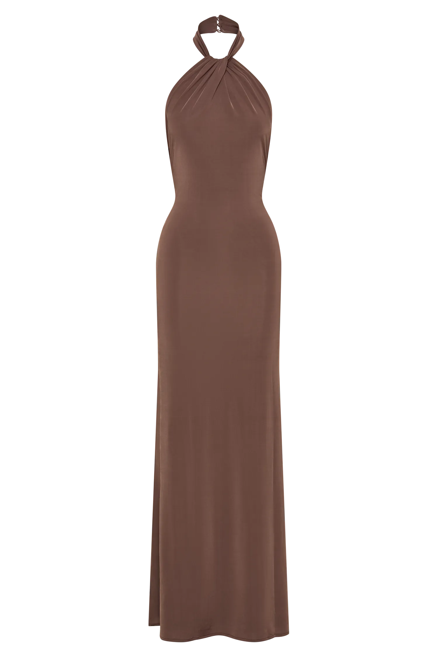 Elyna Slinky Halter Maxi Dress - Chocolate