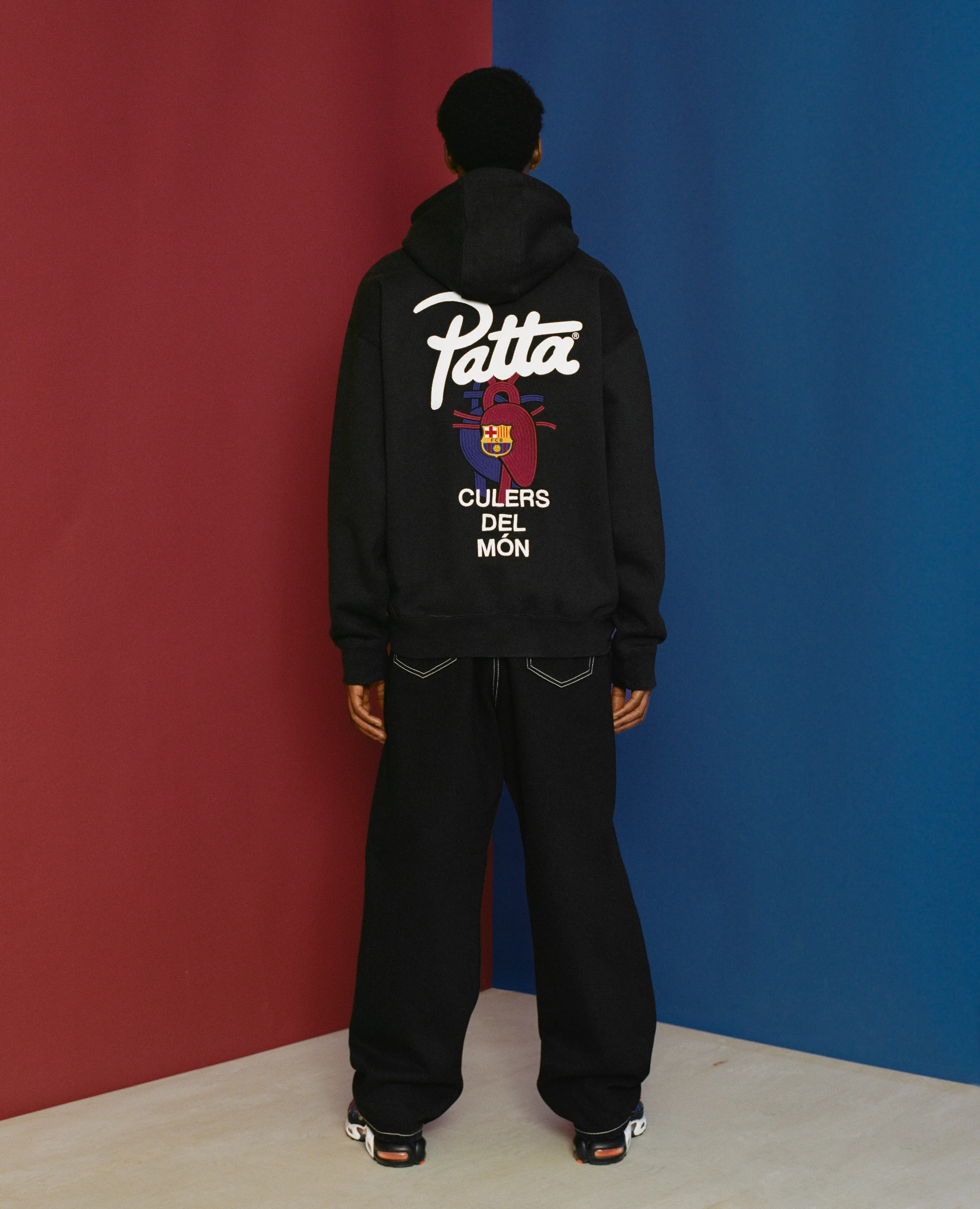 FCB x Patta Culers del Món Hooded Sweater (Black/Deep Royal Blue)