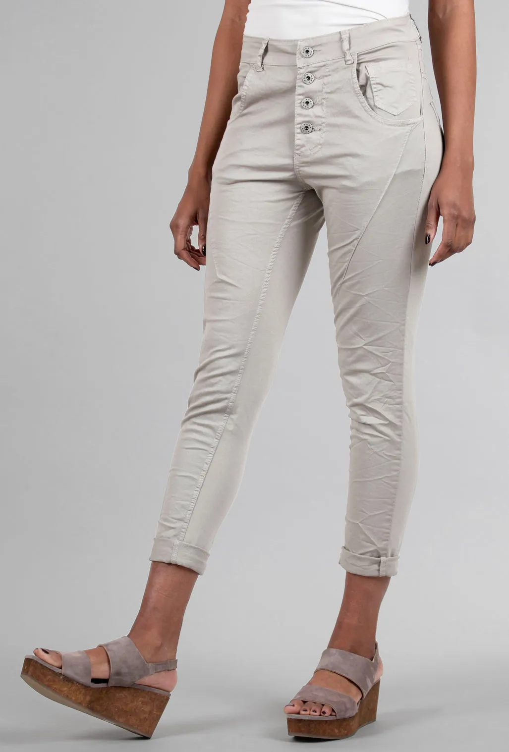 Four-Button Spring/Summer Pants, Dark Sand