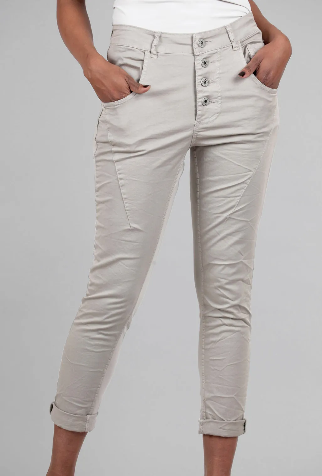 Four-Button Spring/Summer Pants, Dark Sand