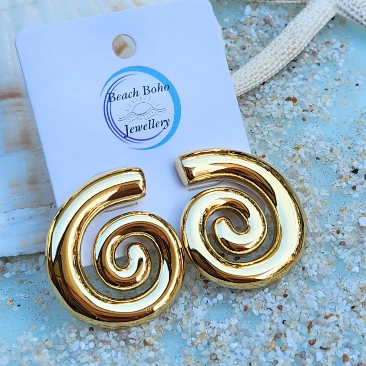 GOLD SWIRLS -  18K GOLD WATERPROOF STUD EARRINGS