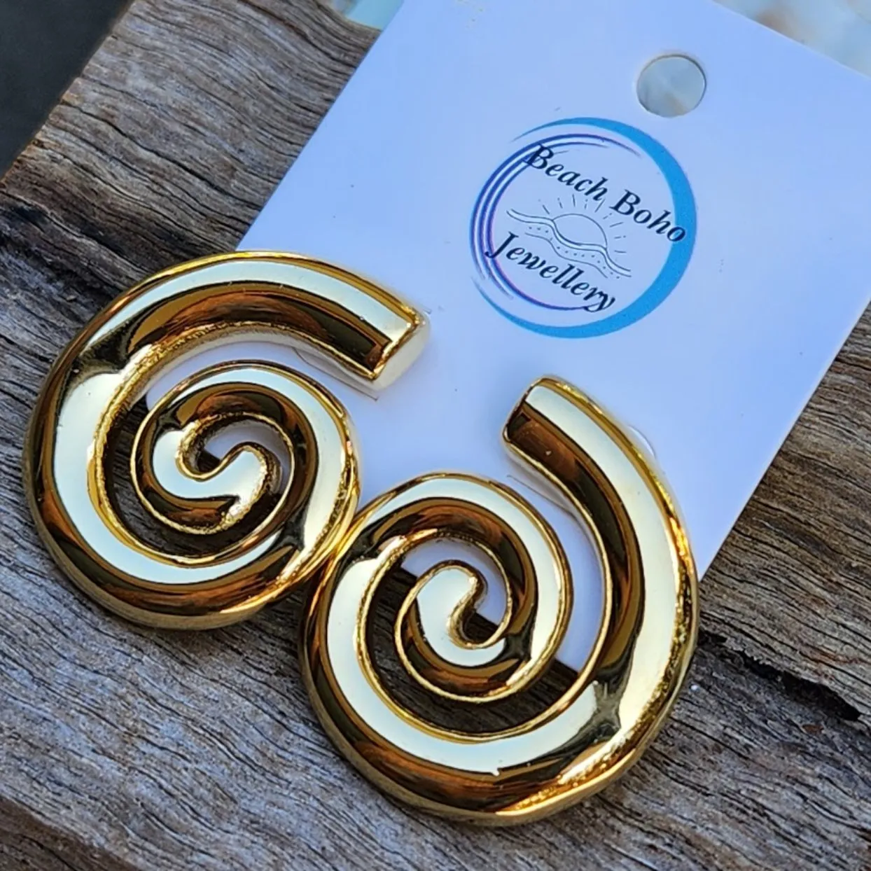 GOLD SWIRLS -  18K GOLD WATERPROOF STUD EARRINGS