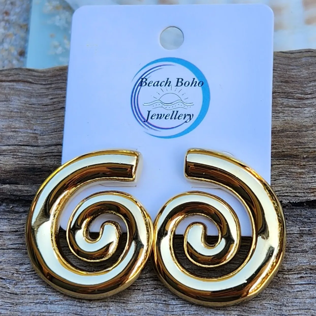 GOLD SWIRLS -  18K GOLD WATERPROOF STUD EARRINGS