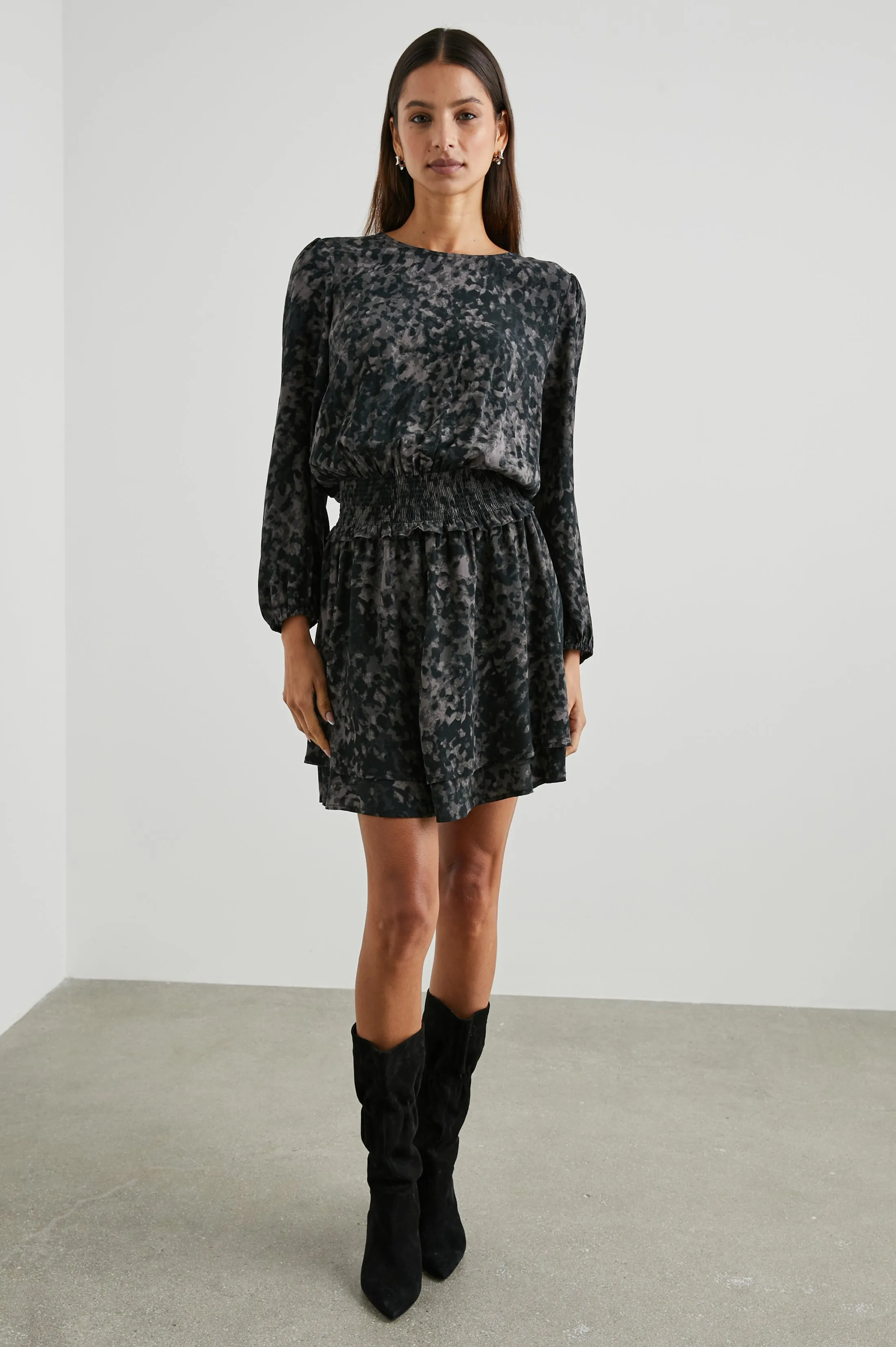 INEZ DRESS - CHARCOAL TORTOISE