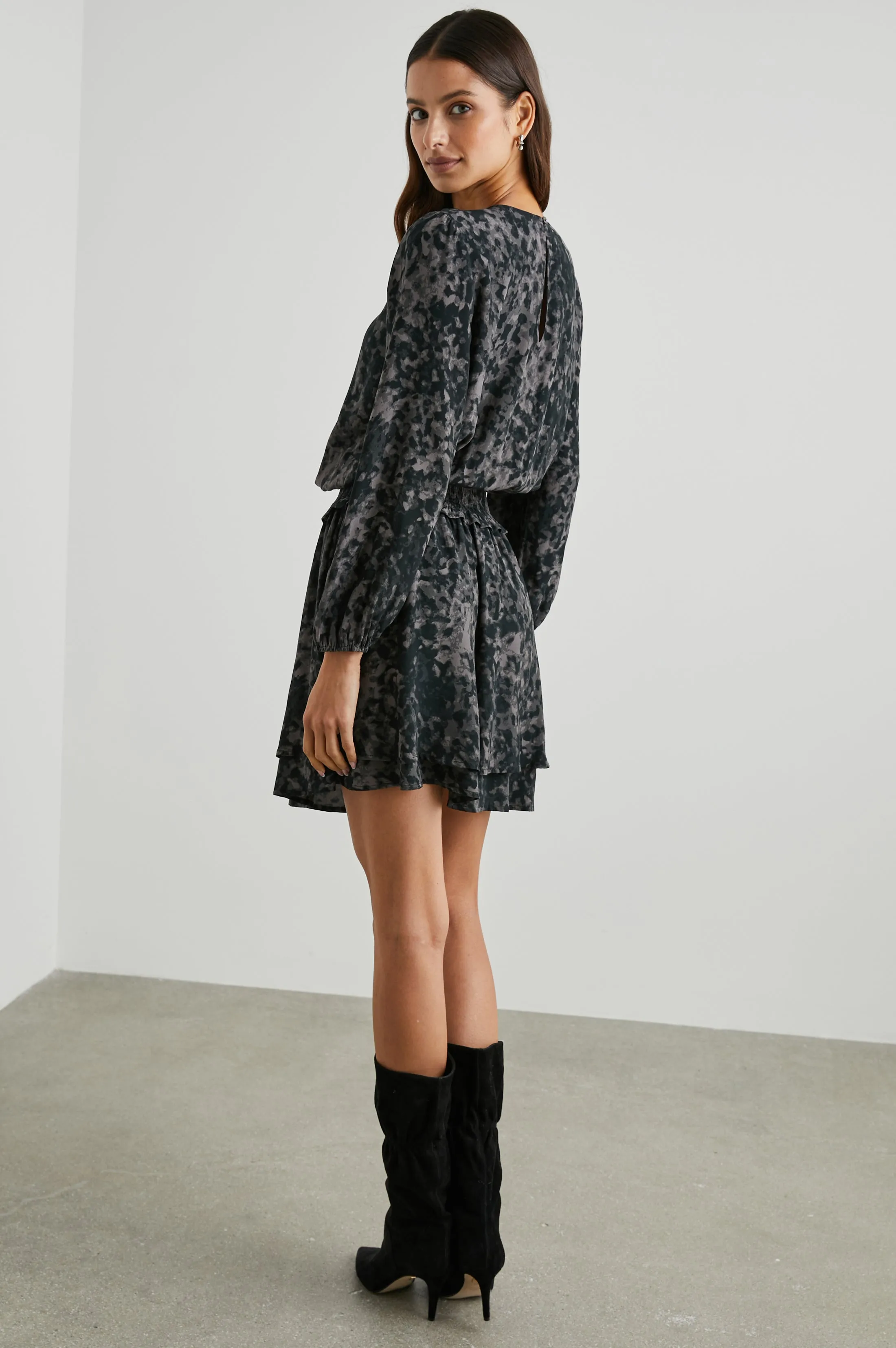 INEZ DRESS - CHARCOAL TORTOISE